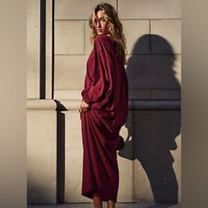 FP Free est Lifestyle Maroon Long Sleeve Dolman Maxi Dress Kaftan Small